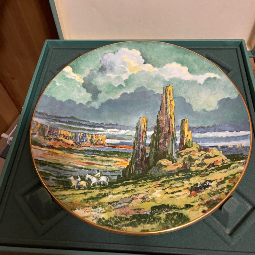 Scenic Decorative Plate with Gold Trim